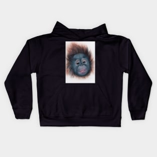 Coloured pencil drawing baby orangutan Kids Hoodie